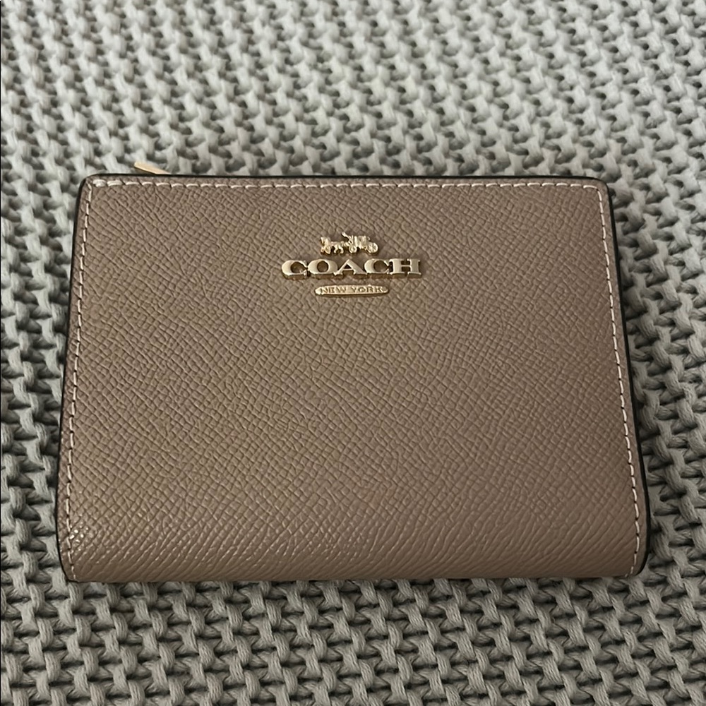 Coach Taupe Leather Wallet with Gold Accents